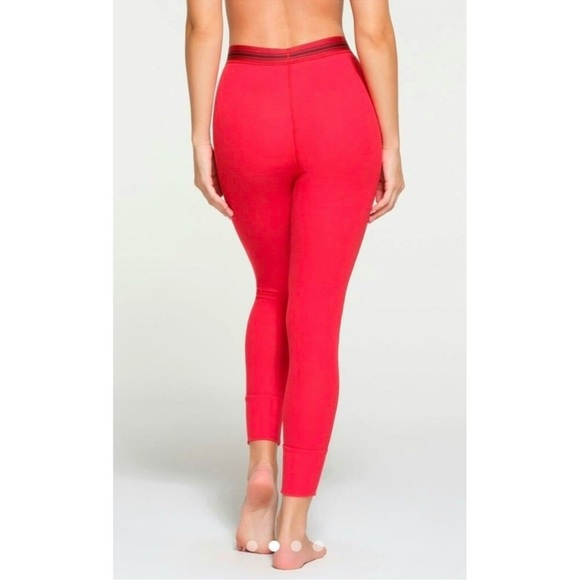 NWT SKIMS Cotton Rib Leggings Cherry Red Contrast Stitch Medium - Picture 11 of 11